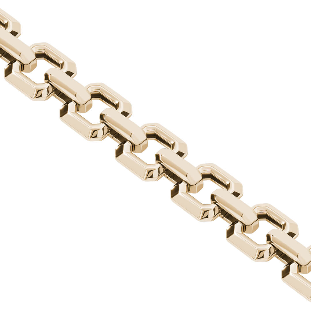 Men's Square Link Chain Bracelet in Real Yellow Gold
