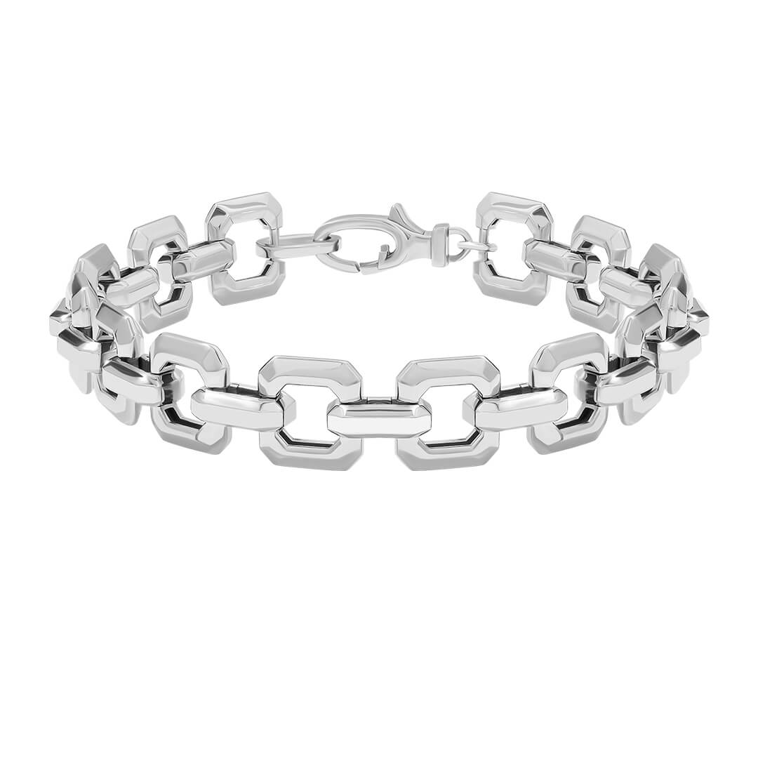 Square Link Chain Bracelet in 925 Sterling Silver