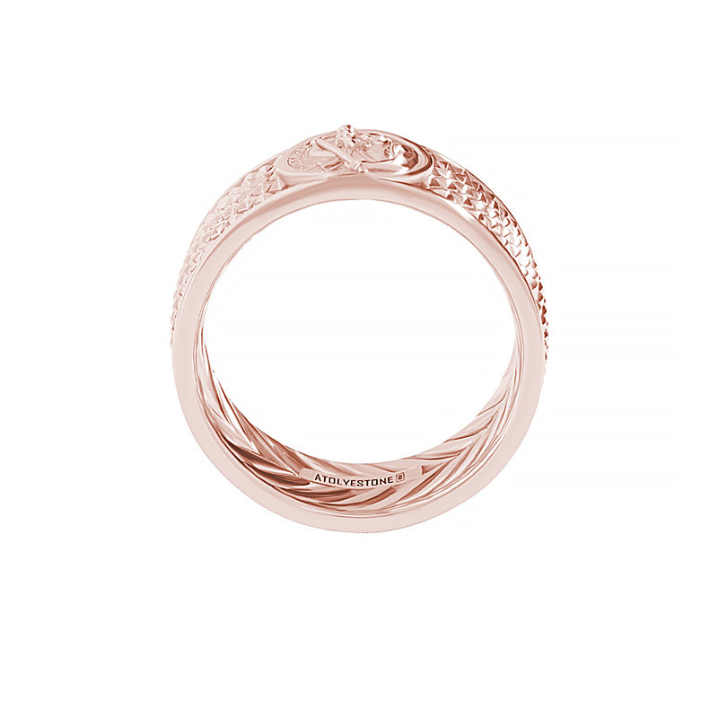 Real Rose Gold St Christopher Band Ring, Men's Protection Ring