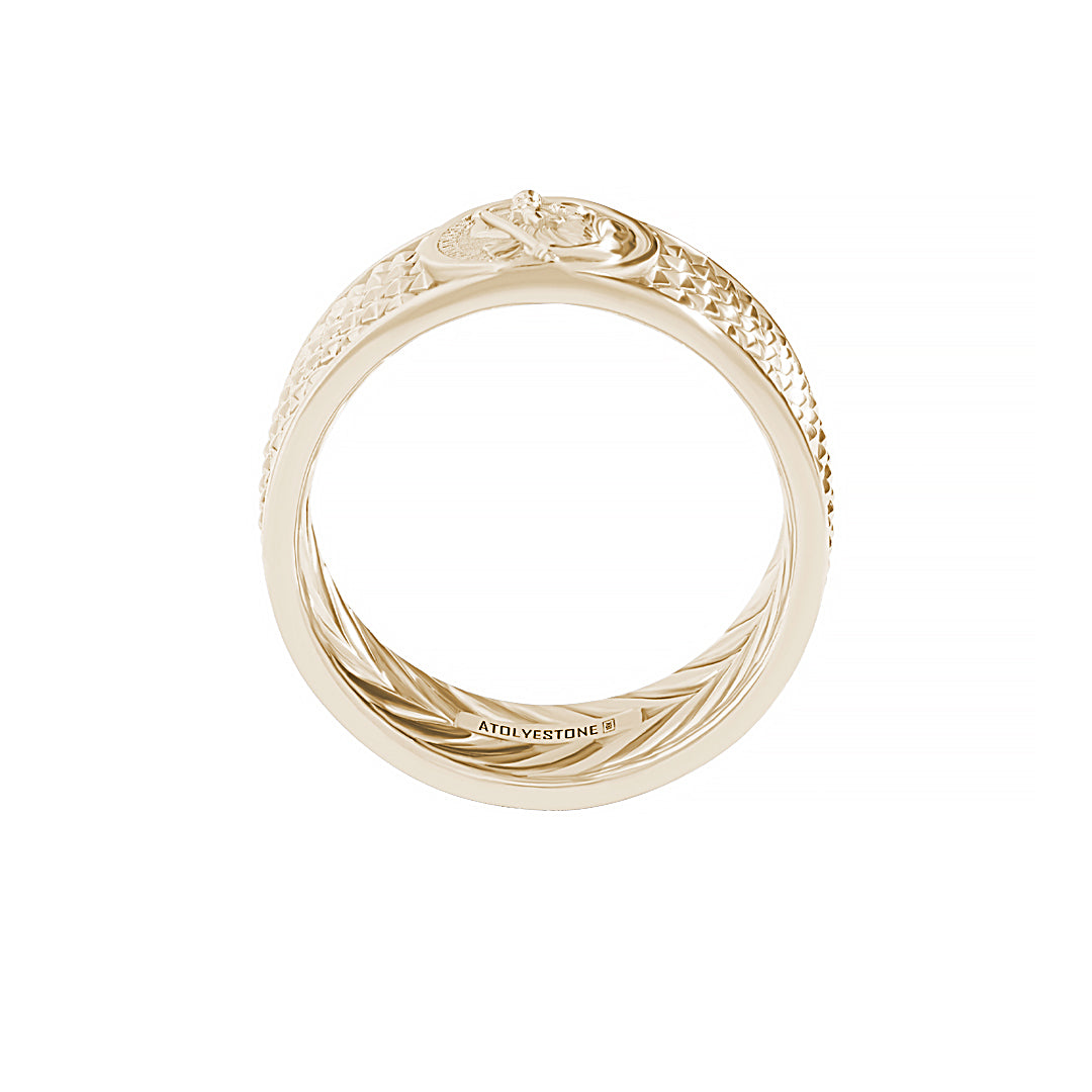 Real Yellow Gold St Christopher Band Ring, Men's Protection Ring