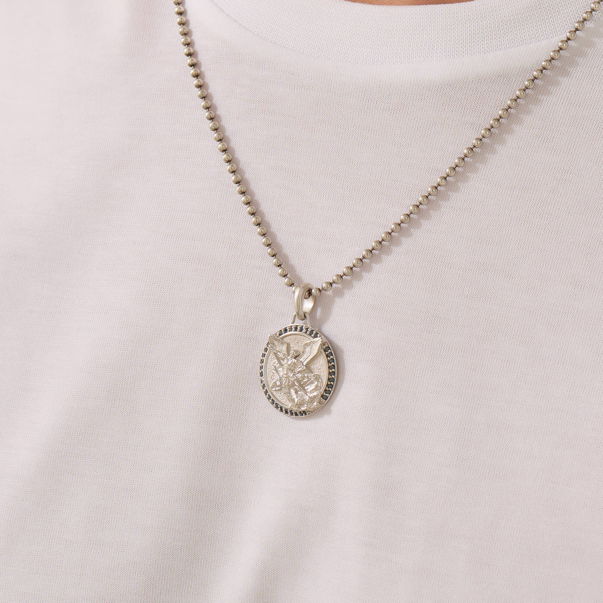 Saint Gabriel Silver Paved Pendant for Men