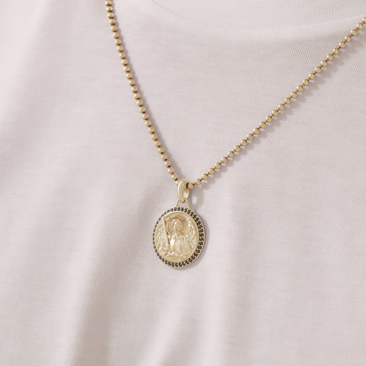 Men's St. Michael Pendant in Solid Gold