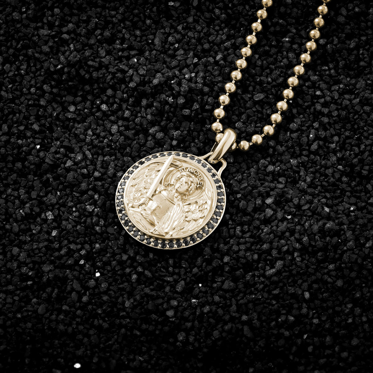Saint Michael Relief Pendant in Solid Yellow Gold