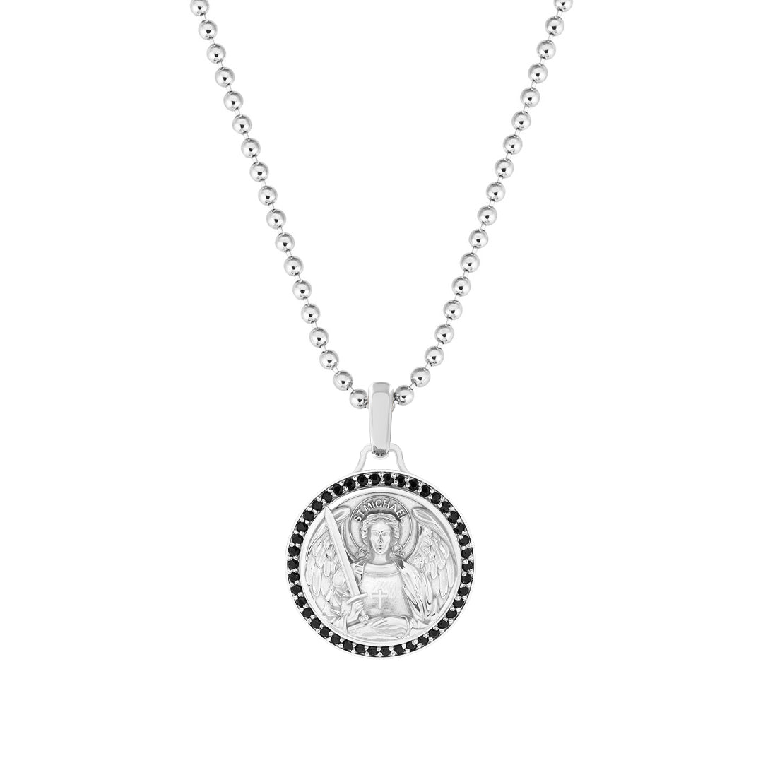 St. Michael Pendant in 925 Sterling Silver - Pave Cubic Zirconia