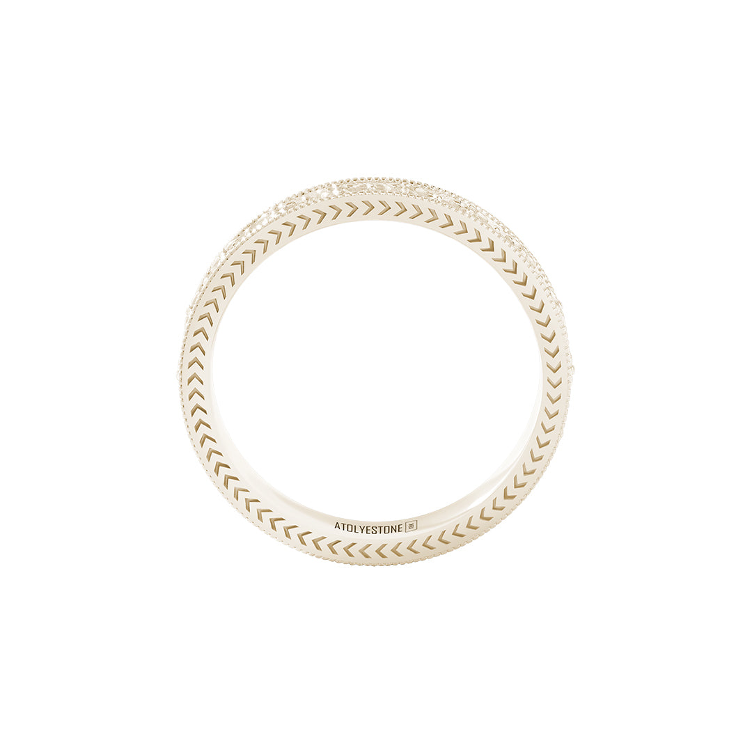 Star-Etched Solid Gold Milgrain Band Ring