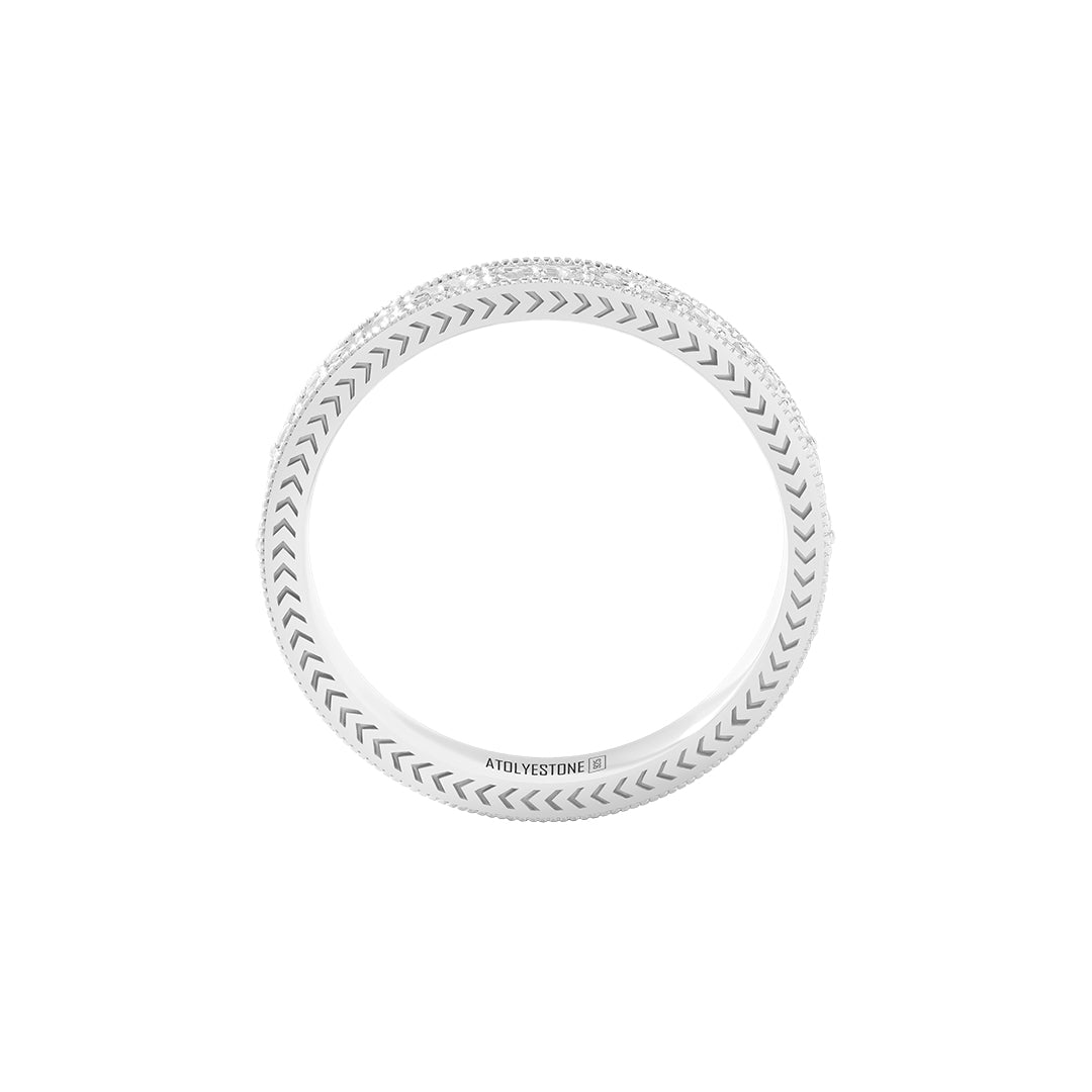 Star-Etched Solid Silver Milgrain Band
