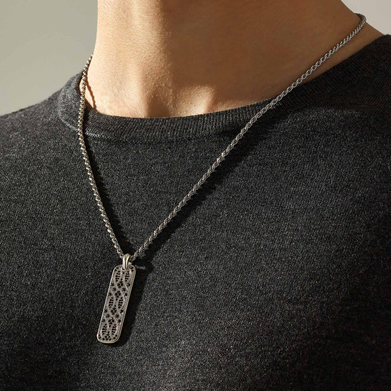 Men's Streamline Tag Necklace in 925 Sterling Silver