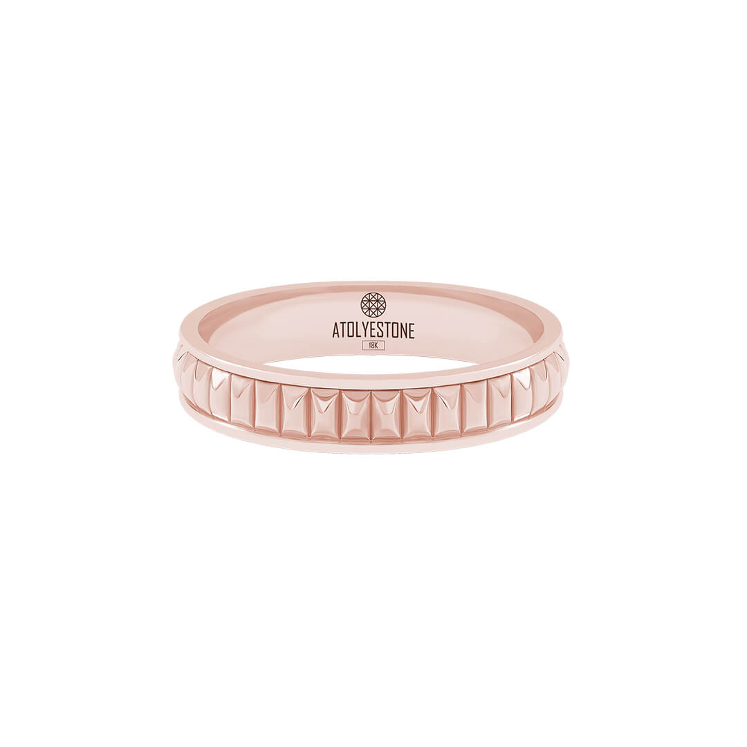 Stud Band Ring in Solid Rose Gold