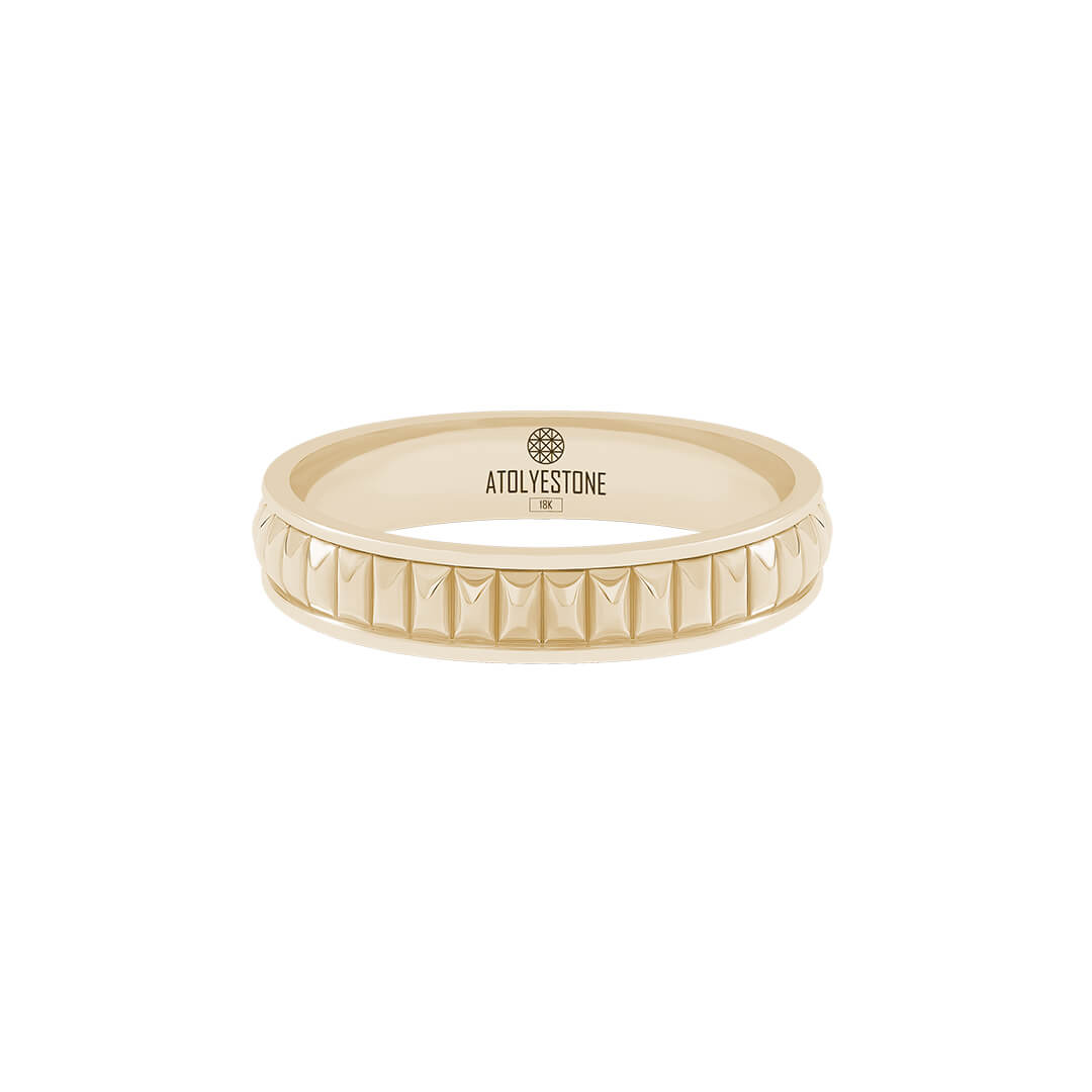 Stud Band Ring in Solid Yellow Gold