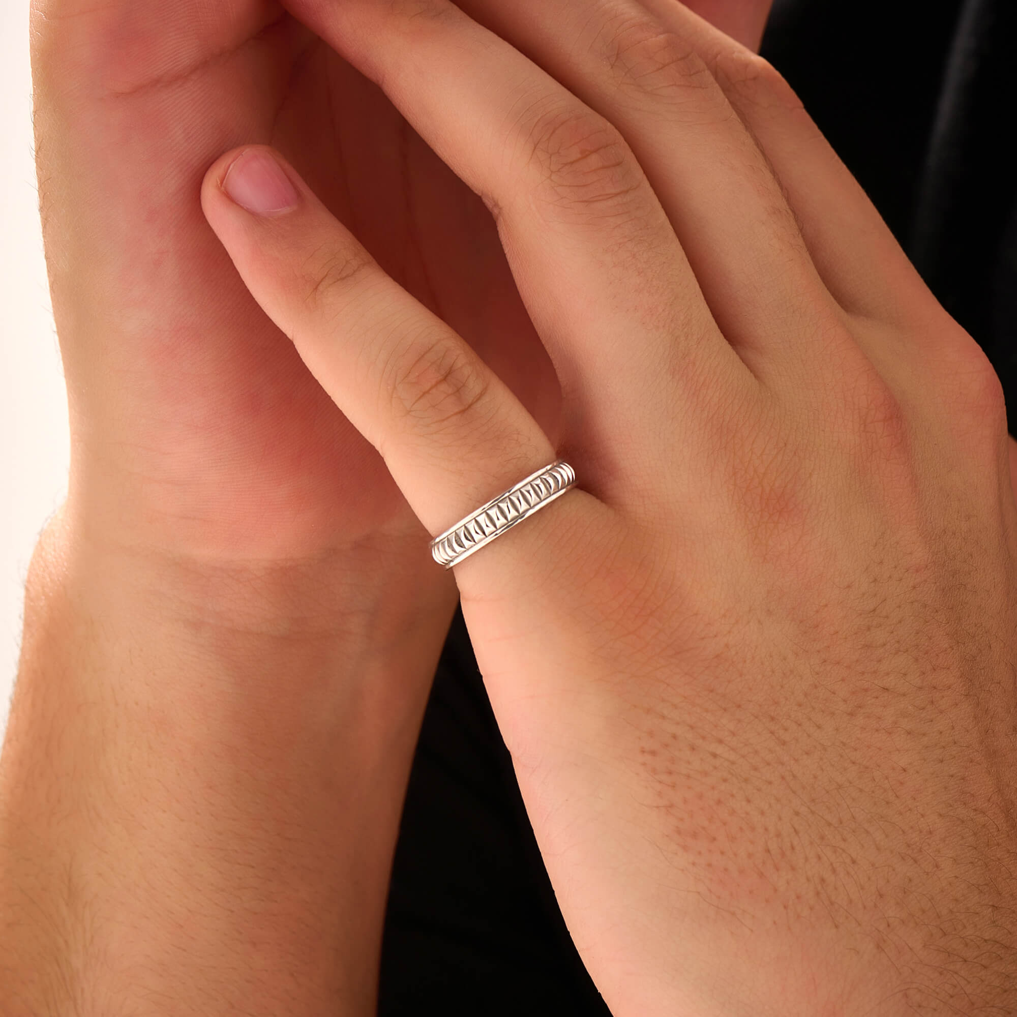 Men's 925 Sterling Silver Stud Band Ring