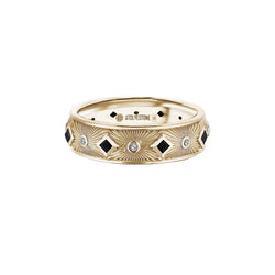 Sunbeam Band Ring in Solid Yellow Gold