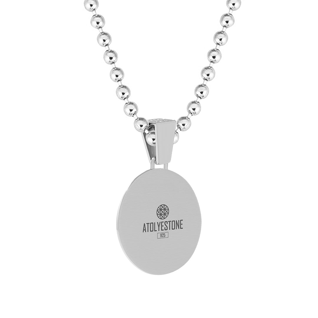 Sunburst Design Silver Compass Pendant