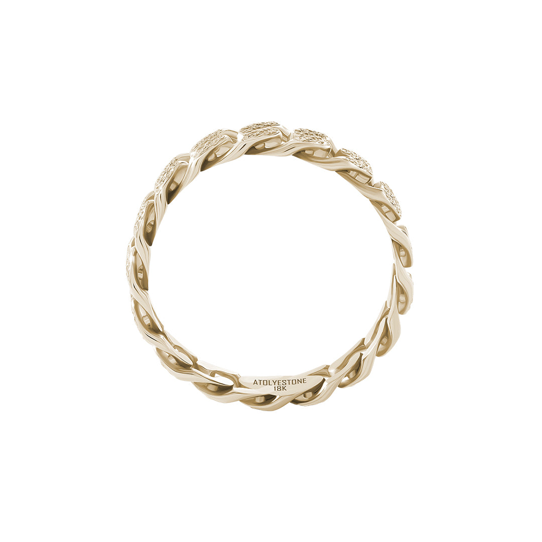 Solid Gold and Textured Cuban Band Ring