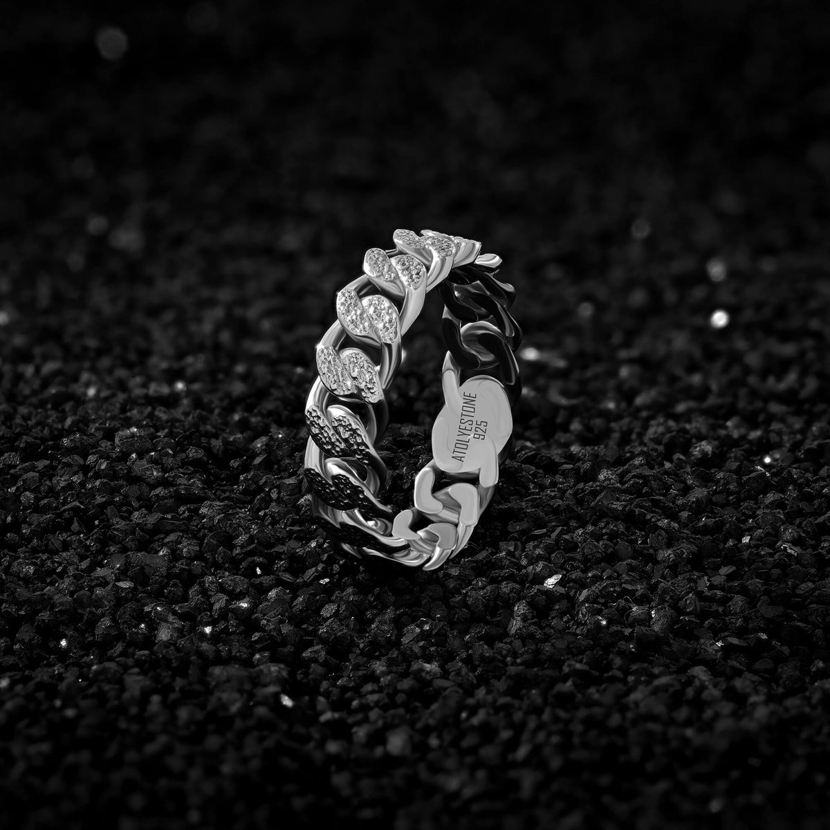 Textured Solid Silver Cuban Link Band