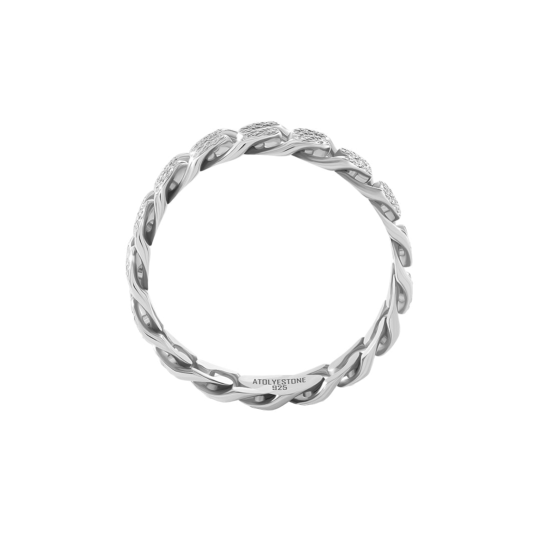 925 Silver Textured Cuban Link Band