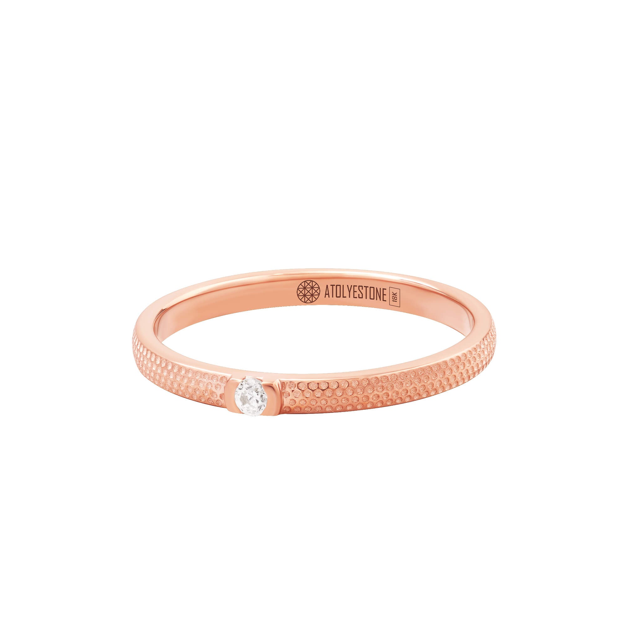 Textured Diamond Band Ring in Solid Rose Gold