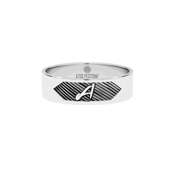 Atolyestone Texture & Letter Band Ring in 925 Sterling Silver