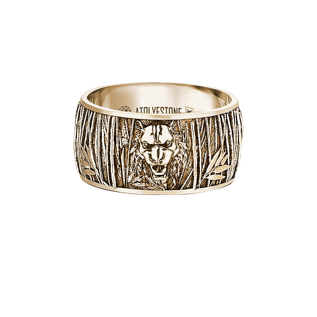 Tiger Band Ring in Solid Yellow Gold