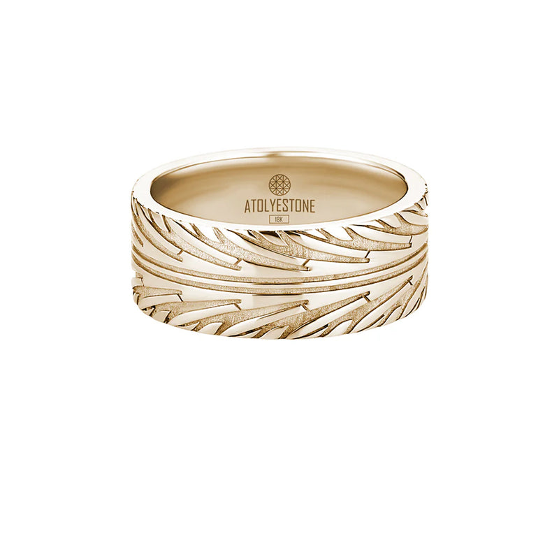 Men's Solid Yellow Gold Tire Tread Band Ring