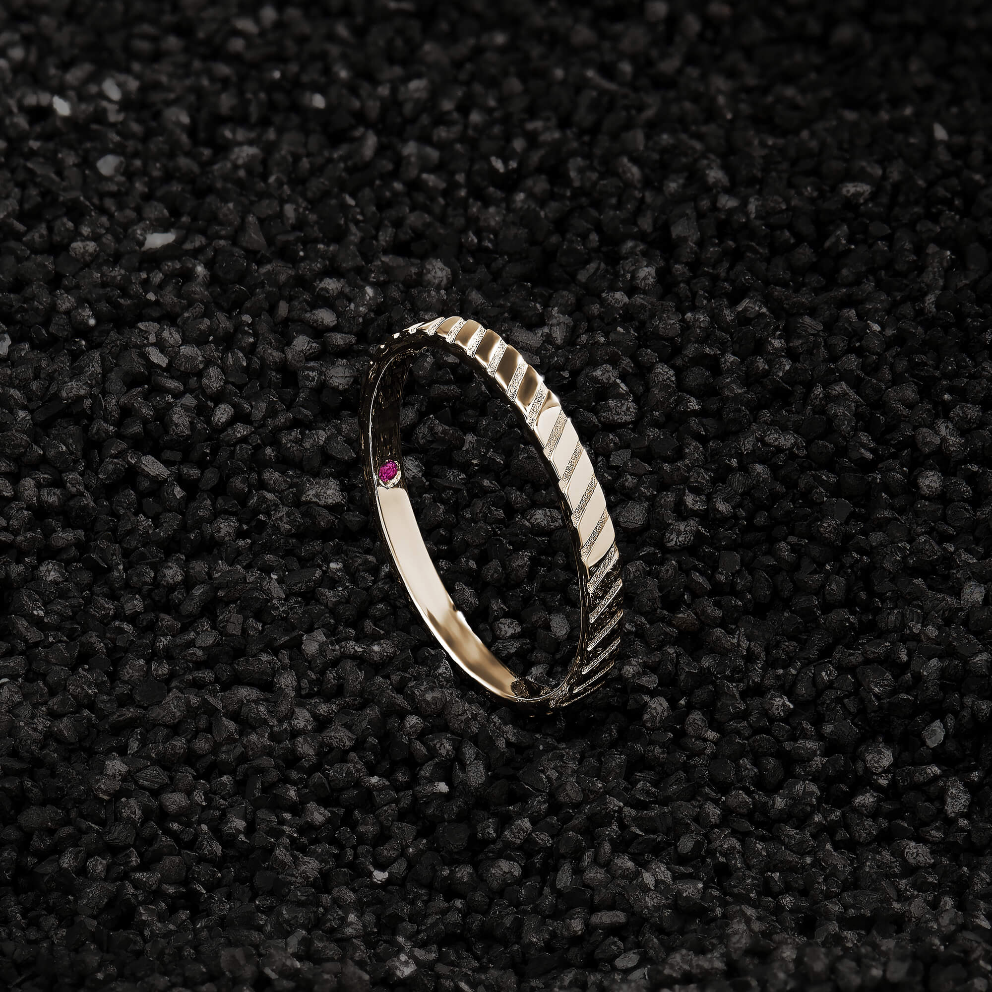  Men's Real Gold 2.25mm Twined Band Ring