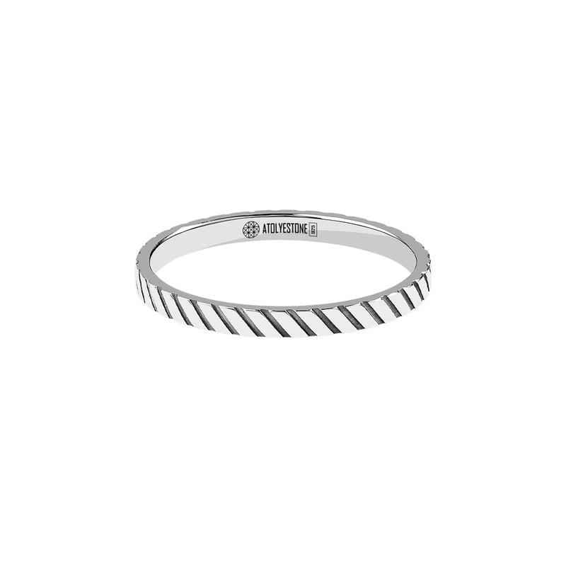 Men's 925 Sterling Silver 2.25mm Twined Wedding Band