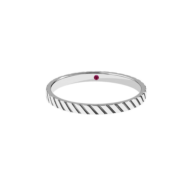 Men's 925 Sterling Silver 2.25mm Twined Wedding Band with Ruby