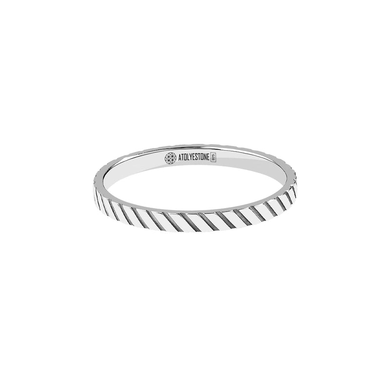 Men's 925 Sterling Silver 2.25mm Twined Wedding Band