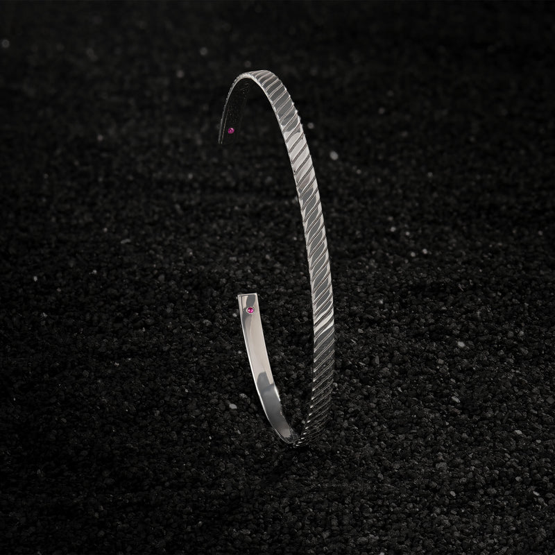 925 Solid Silver Twined Cuff Bangle for Men