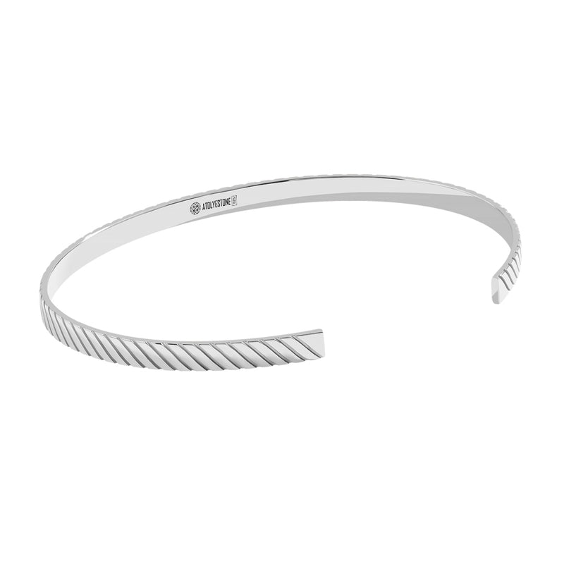 925 Sterling Silver Twined Cuff Bangle for Men