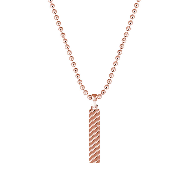 Solid Rose Gold Twined Tag Pendant for Men