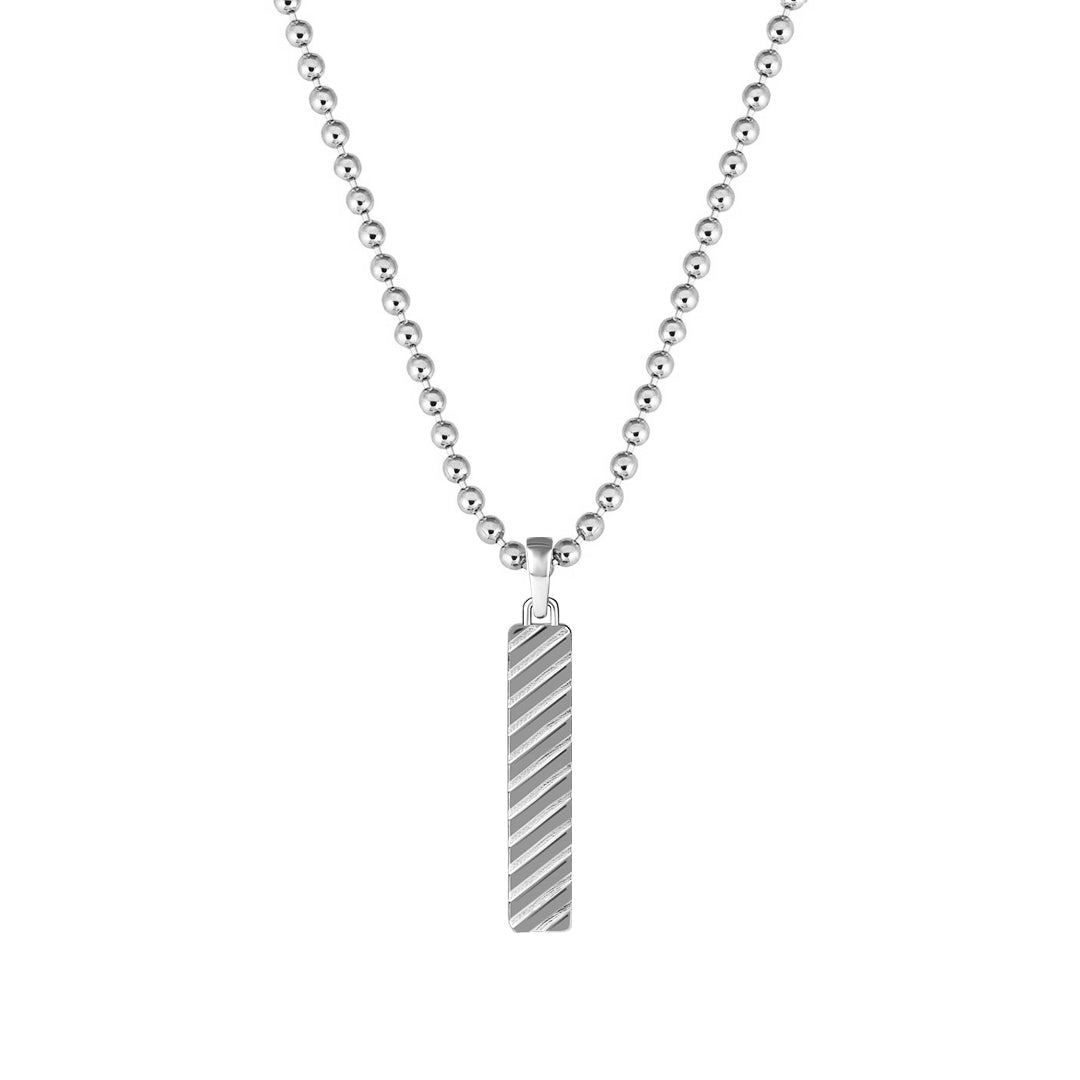 Solid White Gold Twined Tag Pendant for Men