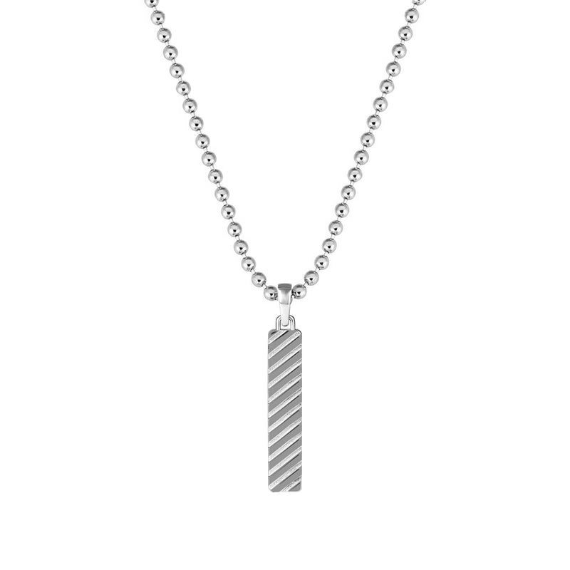 Solid White Gold Twined Tag Pendant for Men