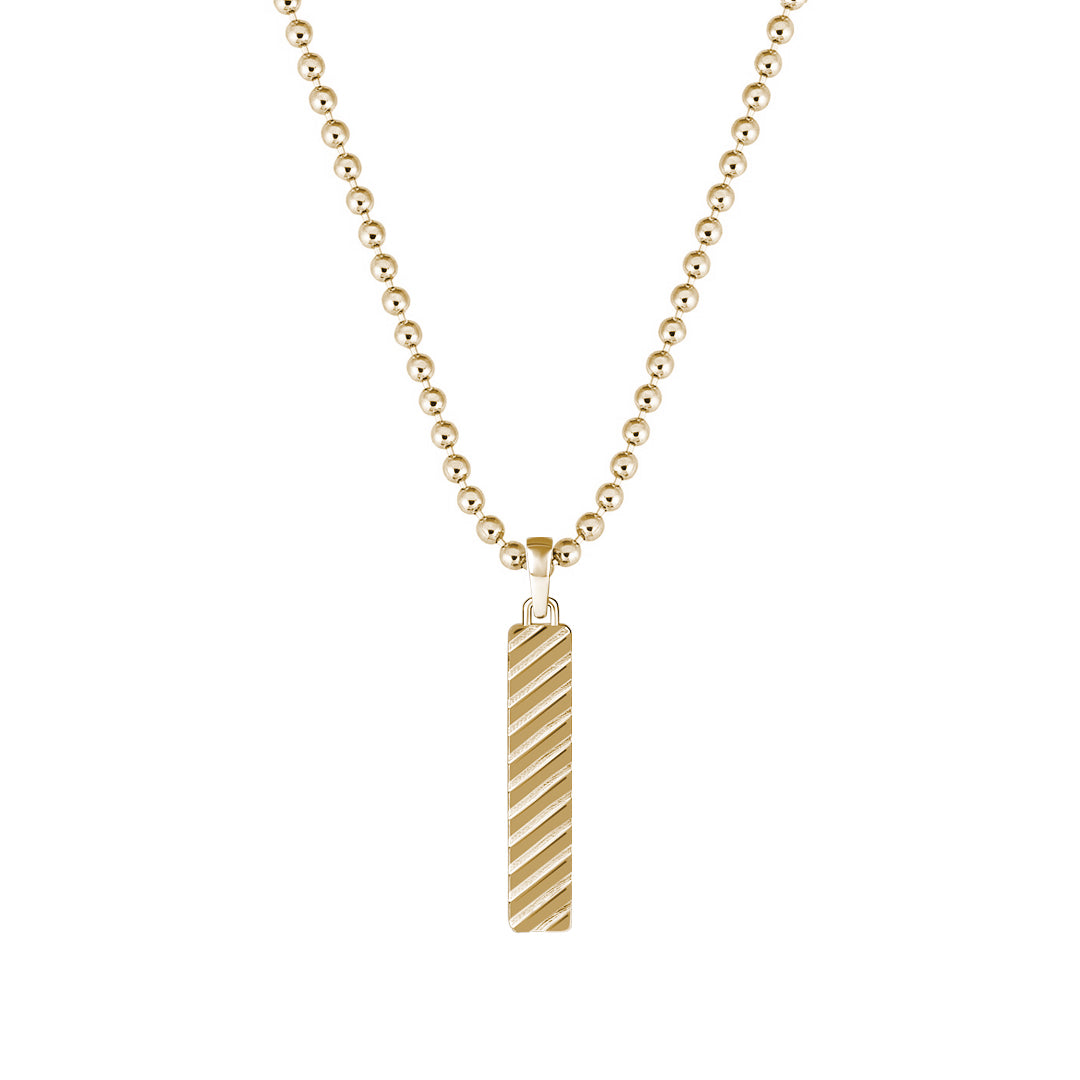 Solid Yellow Gold Twined Tag Pendant for Men