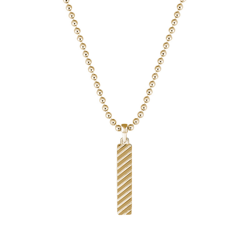 Solid Yellow Gold Twined Tag Pendant for Men