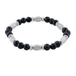 Men's Faceted Beads Bracelets with Silver Stoppers - Agate & Silver