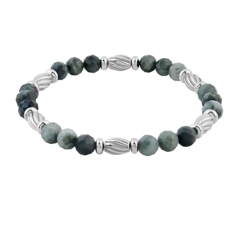 Men's Faceted Beads Bracelets with Silver Stoppers - Eagle Eye & Silver