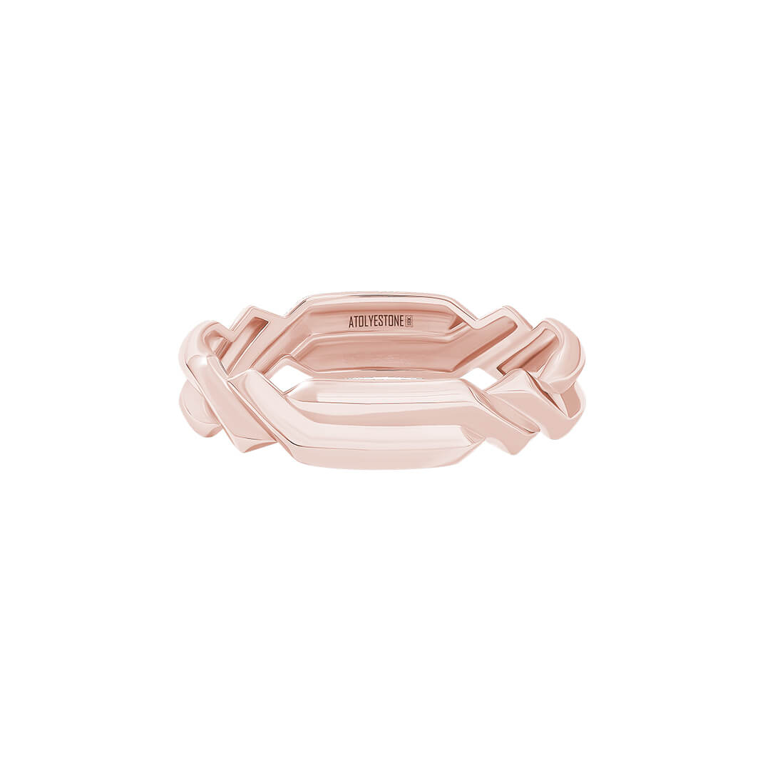 Twisted Zigzag Ring in Solid Rose Gold