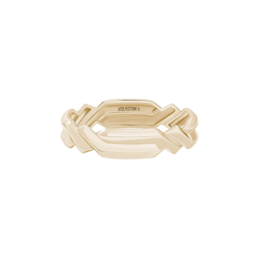 Twisted Zigzag Ring in Solid Yellow Gold