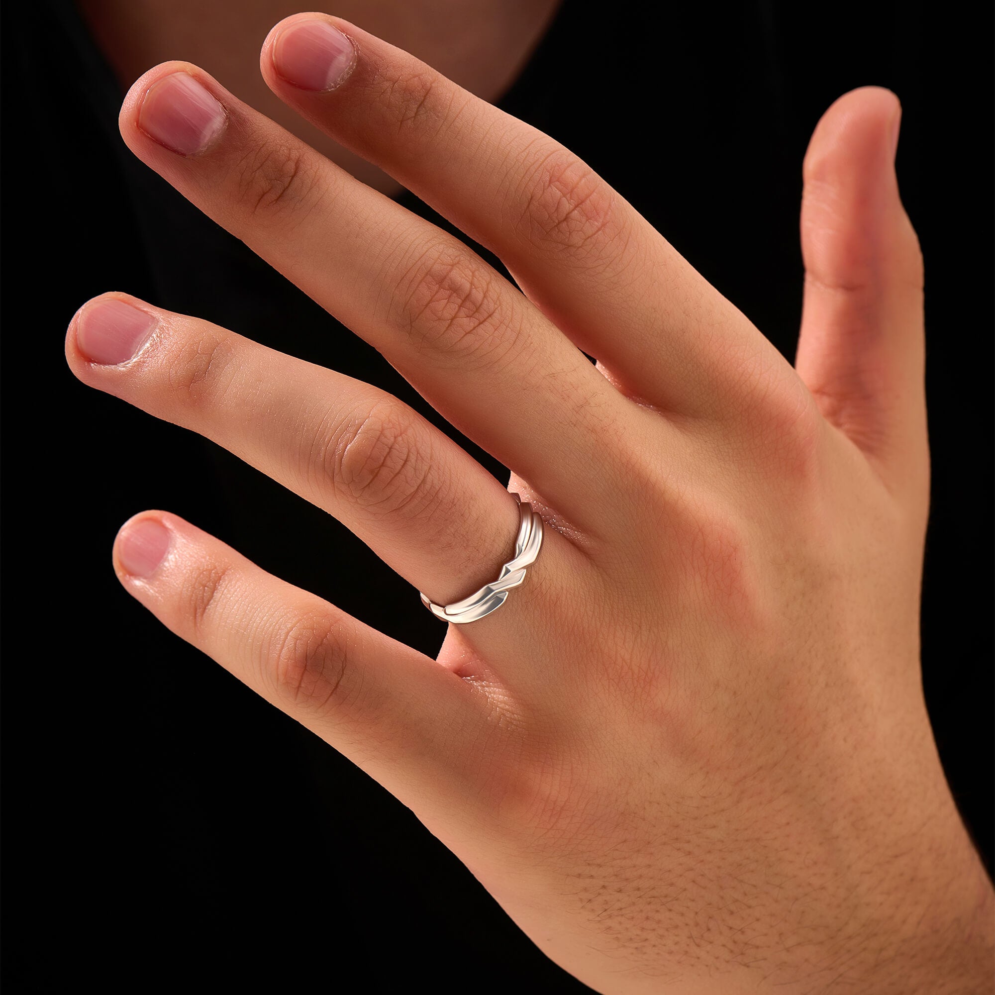 Men's 925 Sterling Silver Twisted Zigzag Ring