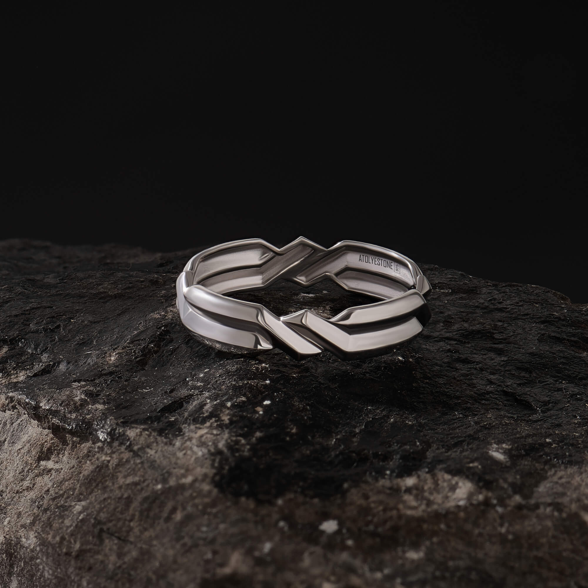 Twisted Solid Silver Zigzag Ring