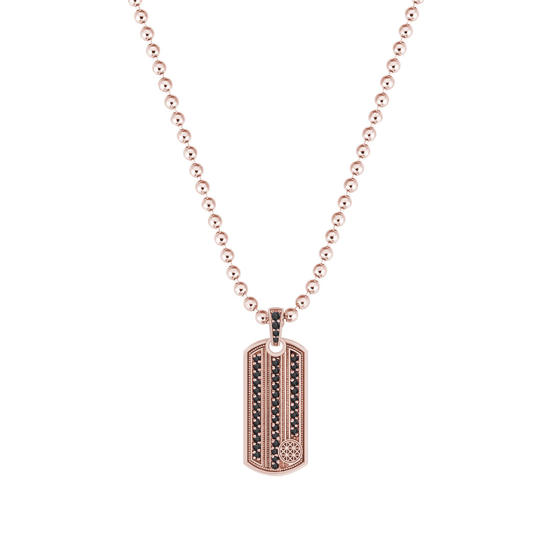 Vertical Pave Stripe Pendant in Solid Rose Gold - Pave Black Diamond