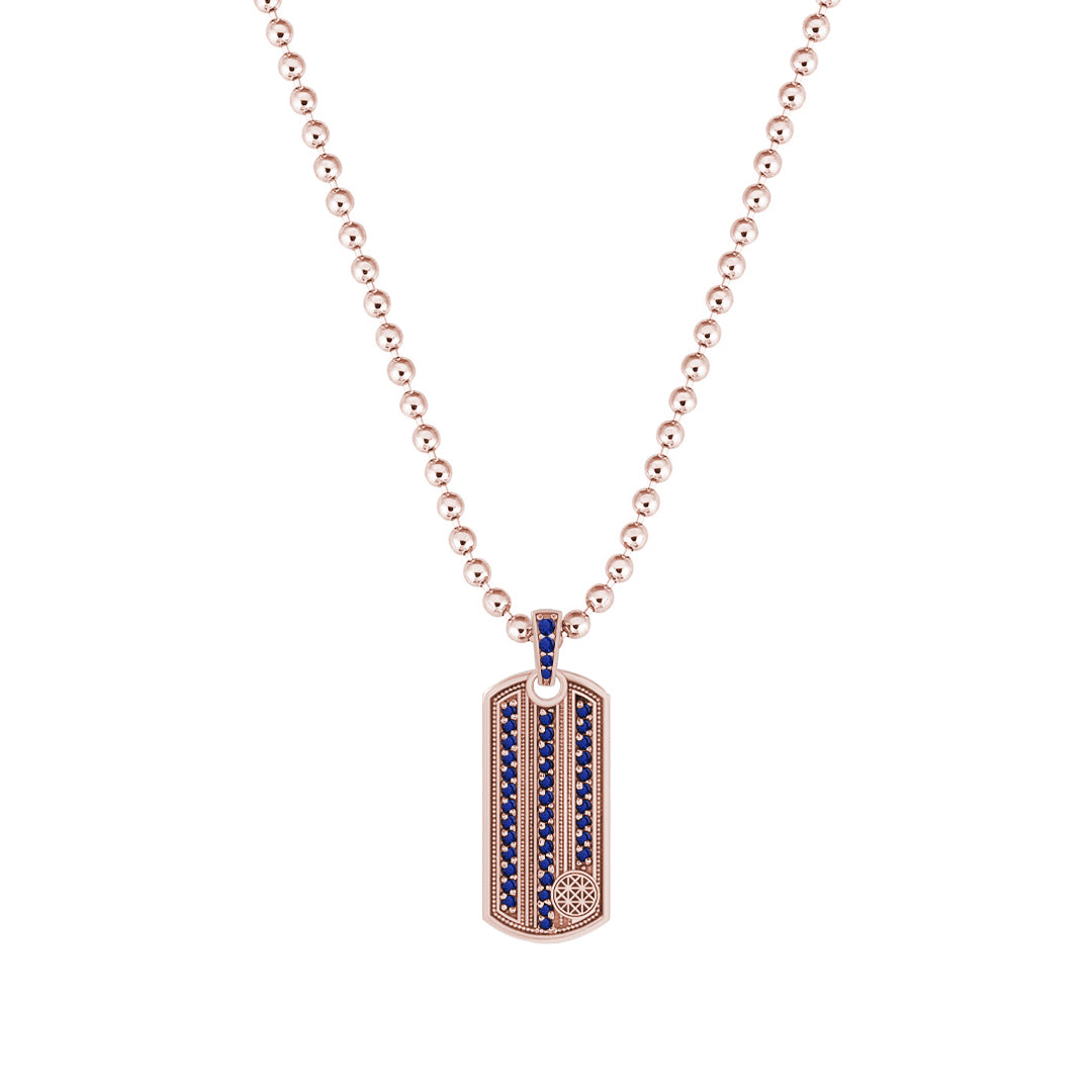Vertical Pave Stripe Pendant in Solid Rose Gold - Pave Sapphire