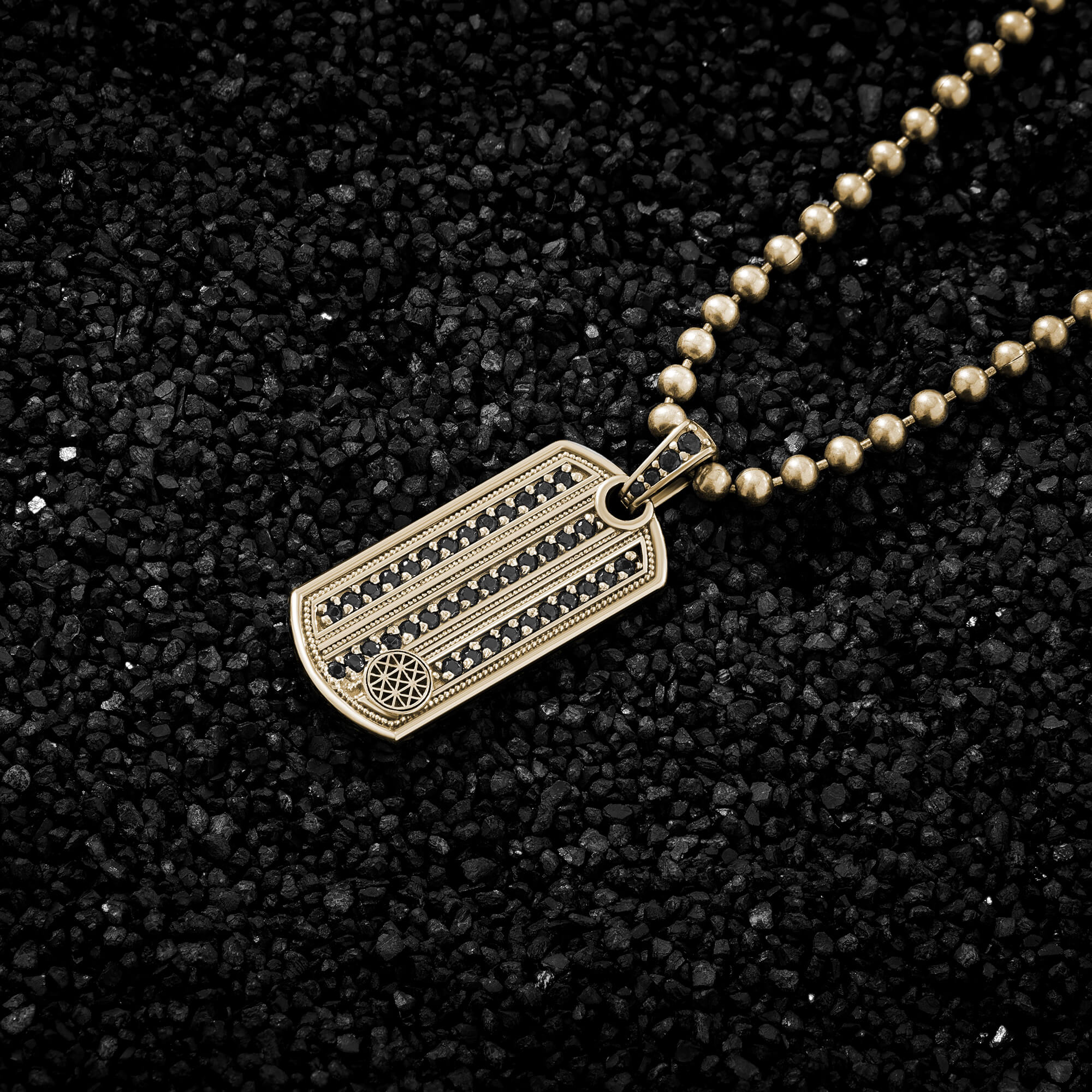 Vertical Diamond Paved Solid Gold Stripe Pendant