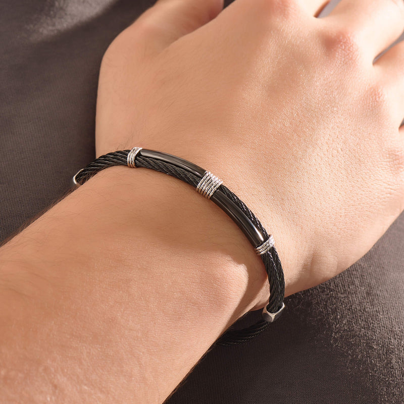 Vortex Alternating Steel Cable Bracelet
