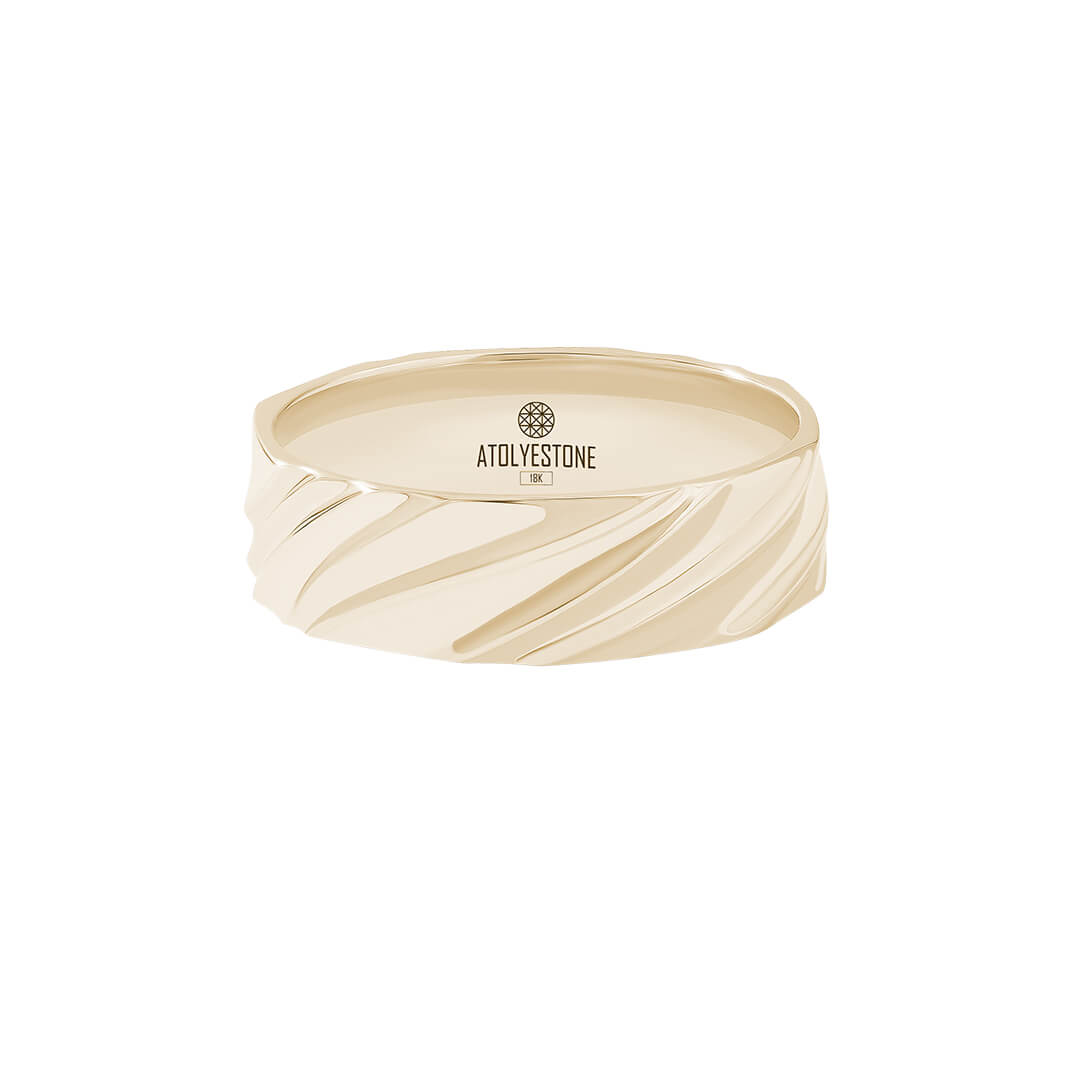 Wavy Band Ring in Solid Yellow Gold