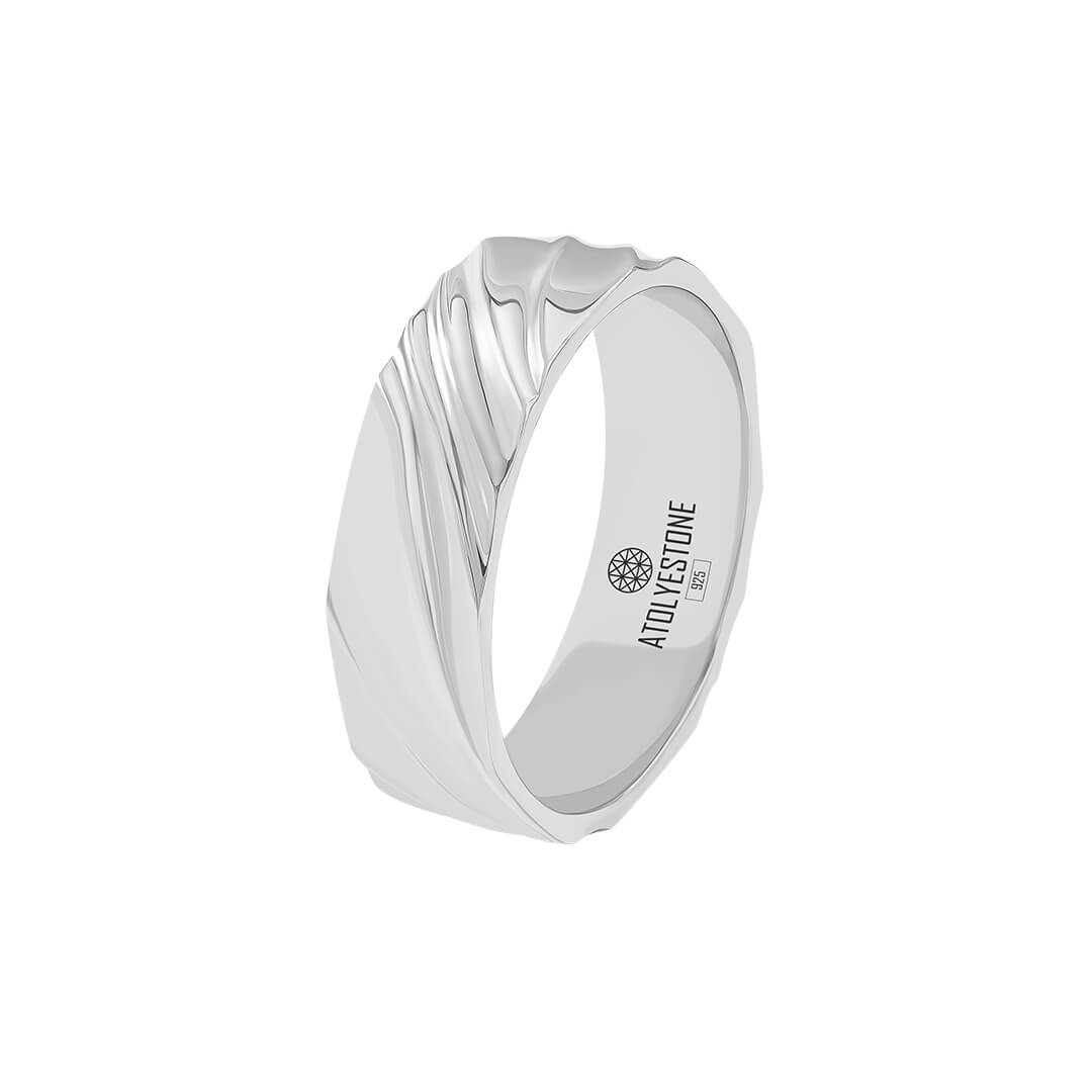 Solid Silver Wavy Band Ring