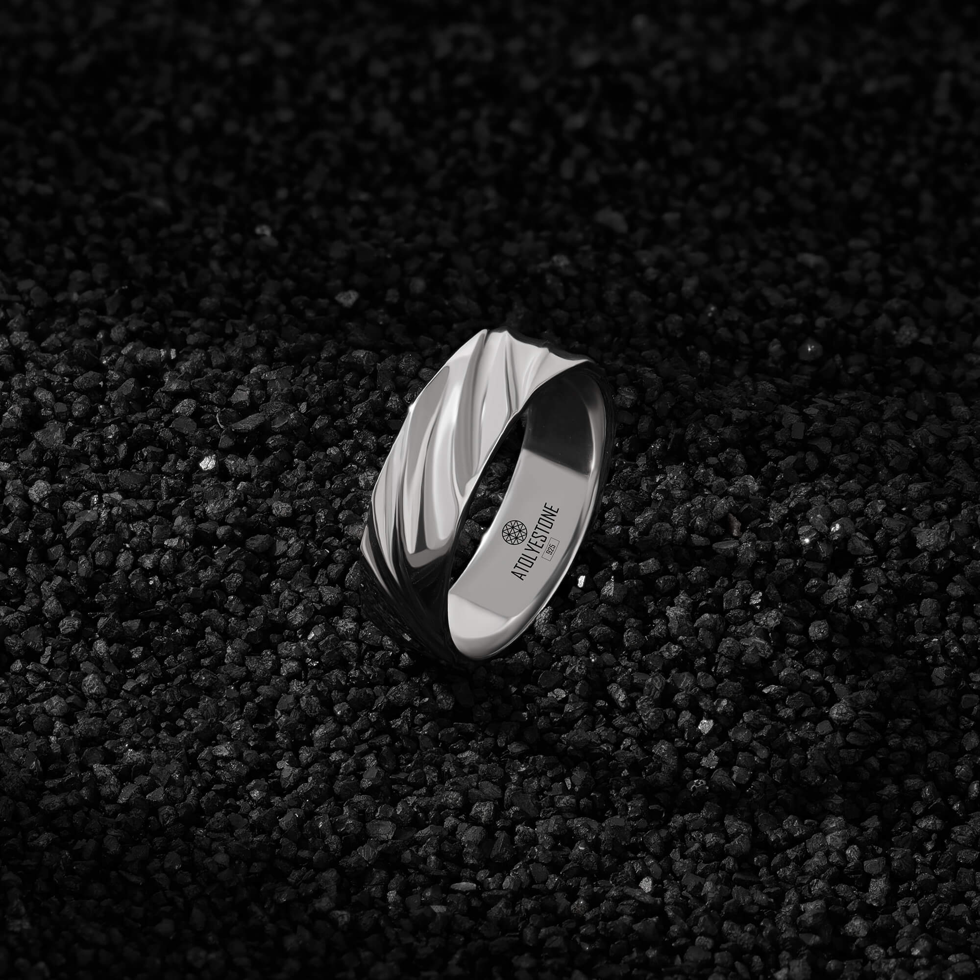 Wavy Solid Silver Band Ring