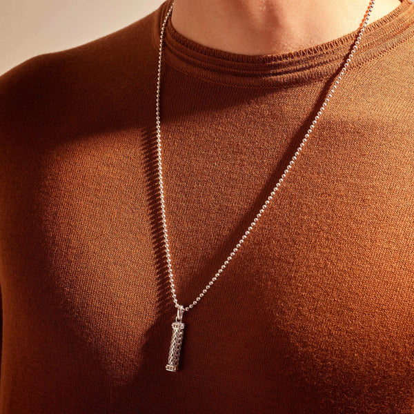 Men's Woven Chain Pendant in 925 Sterling Silver