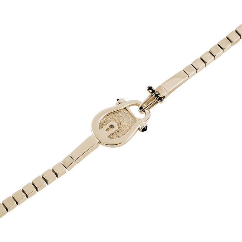 Lock Chain Bracelet Buckle Charm in Solid Yellow Gold