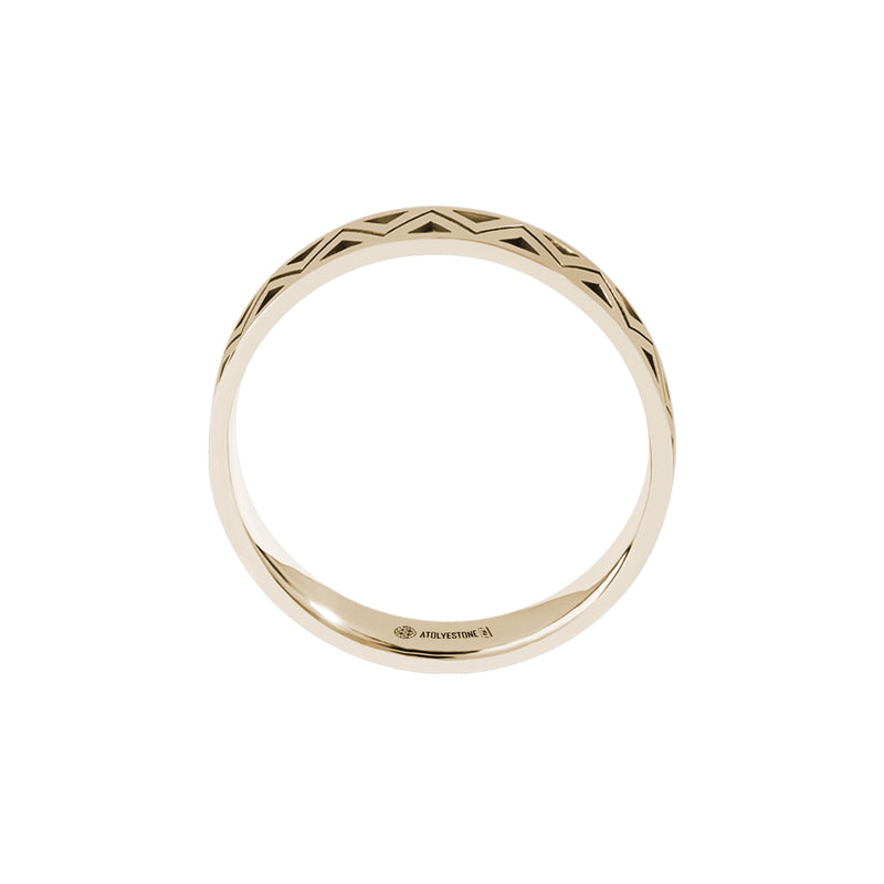 Men's Solid Gold Zigzag Design Wedding Band Ring